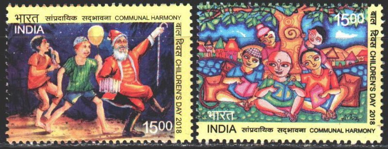 India. 2018. 3151-52. Promotion of intercommunal harmony, children's drawings...