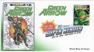 AO-4084n-1, 2006, DC Comics Super Heroes, Green Arrow Cover, FDC, Add-on Cachet.