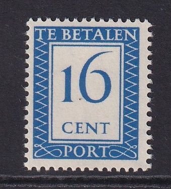 Netherlands  #J92  MH 1947   Postage Due   numerals  16c