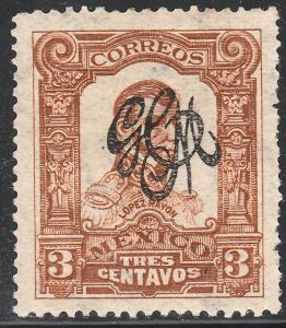 MEXICO 486, 3c `CARRANZA MONOGRAM REVOLUTIONARY OVPT.UNUSED, H OG. (604)