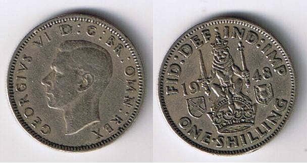 1948 Great Britain 1 Shilling Coin FC75