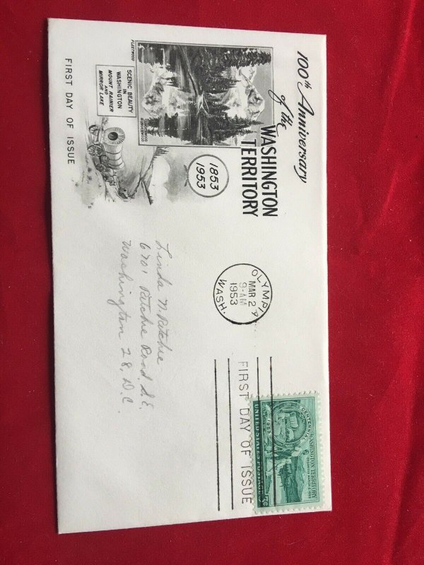 1953 Scott 1019 Washington territory centennial FDC,5 items, buy less is ok