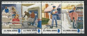 US #1495-98 8c Postal Svc Employees Issue - Strip of 4