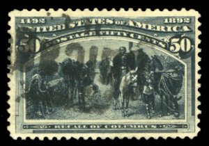 United States, 1893 Columbian Issue #240 Cat$175, 1893 50c slate blue, used