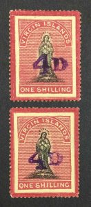 MOMEN: VIRGIN ISLANDS SG #42,42d 1888 MINT OG H £320 LOT #64221