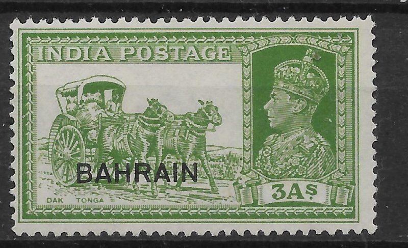 BAHRAIN SG26 1941 3a YELLOW-GREEN MTD MINT