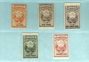 AZ5G Costa Rica Revenue Stamps 50c-1P-2P-2.50P-5P Secretaria De Hacienda  unused