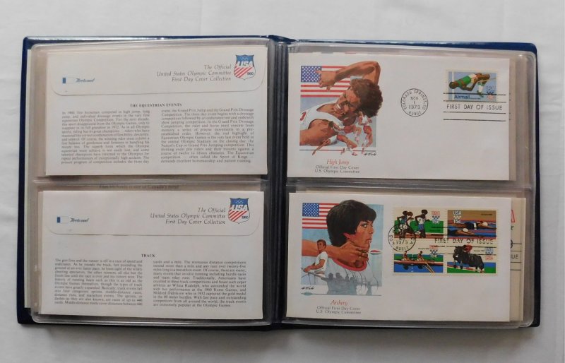 FDC 1980 US United States Olympic Committee First Day Cover Collection in Album