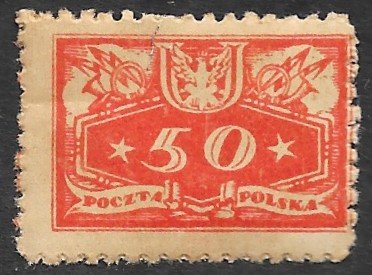 Poland Scott #O6 50f Official Numerical Value (1920) MNH