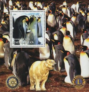 Tajikistan Penguins White Polar Bear Souvenir Sheet Mint NH