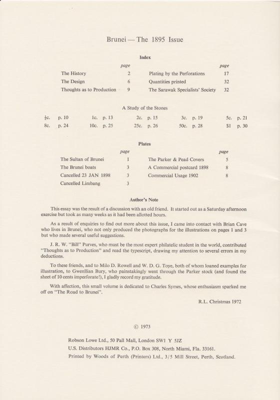 Brunei: The History and a Plating Study of the 1895 issue, by Robson Lowe. NEW