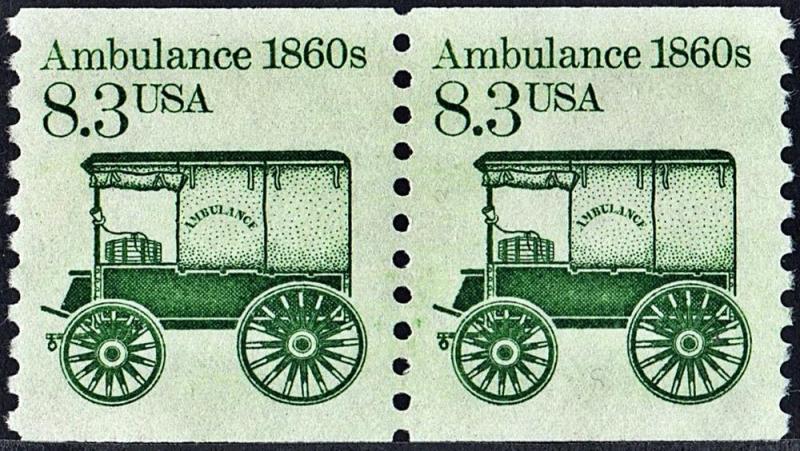 SC#2128 8.3¢ Ambulance Coil Pair (1985) MNH