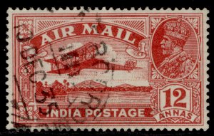 INDIA GV SG225, 12a rose-red, FINE USED.