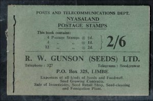 Nyasaland 1954 2/6d booklet - fine