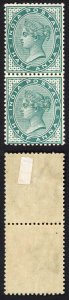 India SG84 1/2a Deep Blue Green Mint Pair (mounted) Cat 20 Pounds