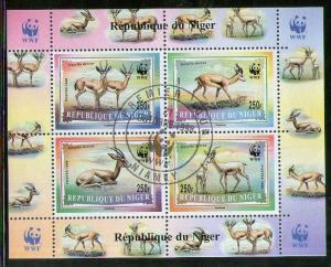 Niger 1998 WWF Gazella Dorcas Stag Deer Wildlife Animals Sc 983-6 M/s Cancell...