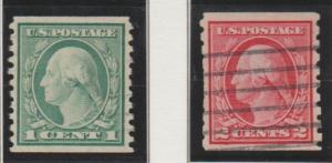 U.S. Scott #412-413 Washington Stamps - Used Set of 2