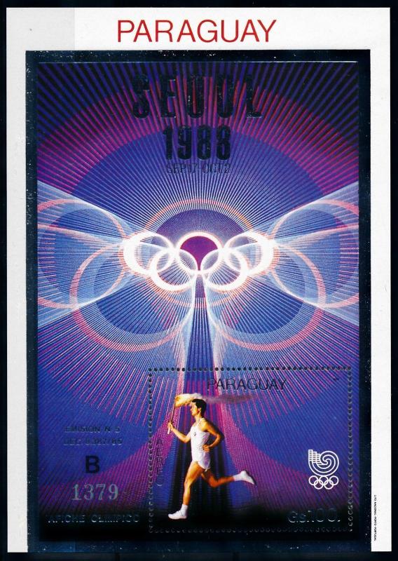 [92269] Paraguay 1988 Olympic Games Seoul Silver Sheet MNH