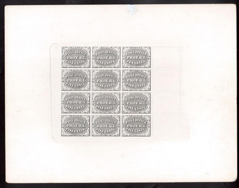 USA #10X2P4 Very Fine 5cent / 10cent Black Plate Proof On Card Complete Sheet