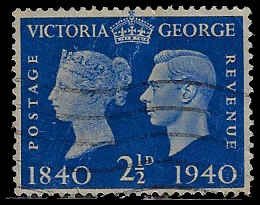 Great Britain #256 Used; 2 1/2p Victoria & George VI (1940)