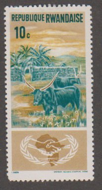 Rwanda 126 Cattle, ICY Emblem and Map of Africa 1965