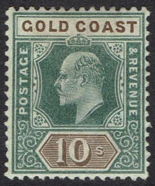 GOLD COAST 1902 KEVII 10/- WMK CROWN CA