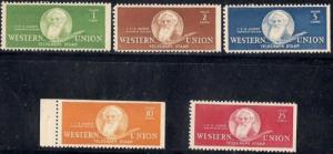 #16T99-103 1-25 cents Western Telegraph Stamps OG NH XF