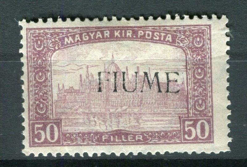 FIUME; Hungarian 1918 Parliament Optd. issue Mint hinged 50f. value