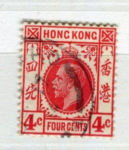 HONG KONG; 1912 early GV issue fine used 4c. value