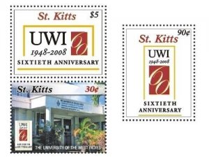 Saint Kitts 2008 - UWI - Set of 3 Stamps - Scott #711-13 -  MNH
