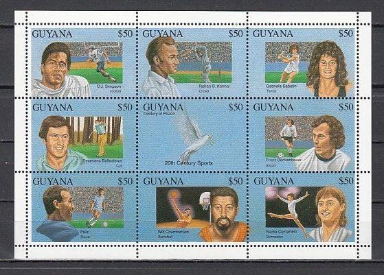 Guyana, Scott cat. 2676. Sports Personalities sheet of 9. ^