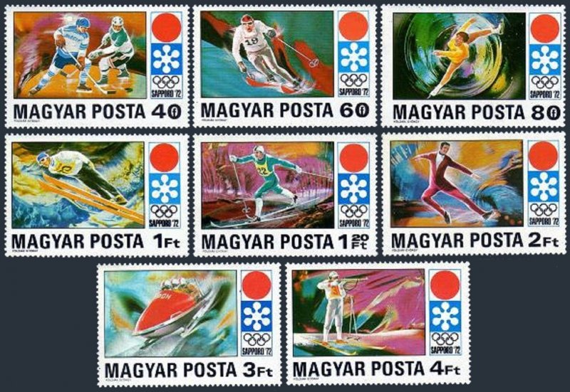 Hungary 2114-2122,MNH. Olympics Sapporo-1972.Buddha.Hockey,Slalom,Figure skating