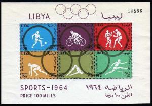 Libya 258-263a,263b perf.imperf,MNH. Olympics Tokyo-64.Soccer,Bicycling,Boxing,