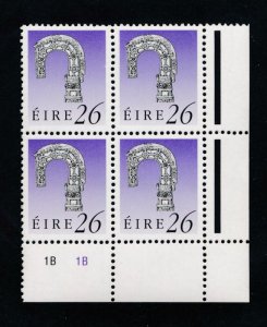 IRELAND 778 MINT NH 26p PLATE BLOCK 4 1B 1B HERITAGE & TREASURES