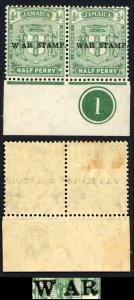 Jamaica SG68eb 1/2d Space between W and A Mint Plate Pair Cat 29.50++++ pounds