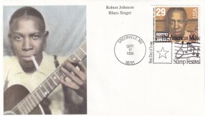 1994, Honoring Robert Johnson, Mystic, FDC (E13795)