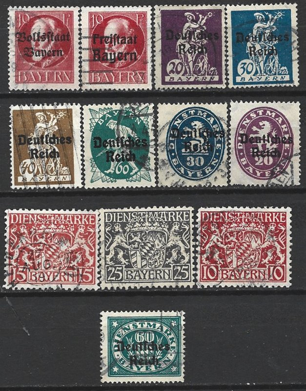 COLLECTION LOT 15979 BAVARIA 12 STAMPS 1916+ CV+$18