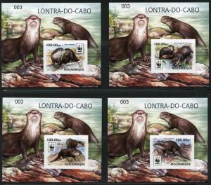 MOZAMBIQUE 2016 WORLD WILDLIFE FUND WWF OTTER SET DELUXE SOUVENIR SHEETS MINT NH