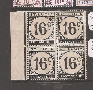 St Lucia Postage Due 16c SG D10 block of 4, 2 MNH (7avv) 