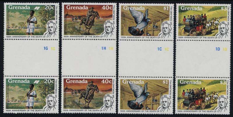 Grenada 926-9 Gutter Pairs MNH Rowland Hill, Pony Express, Horse & Coach 