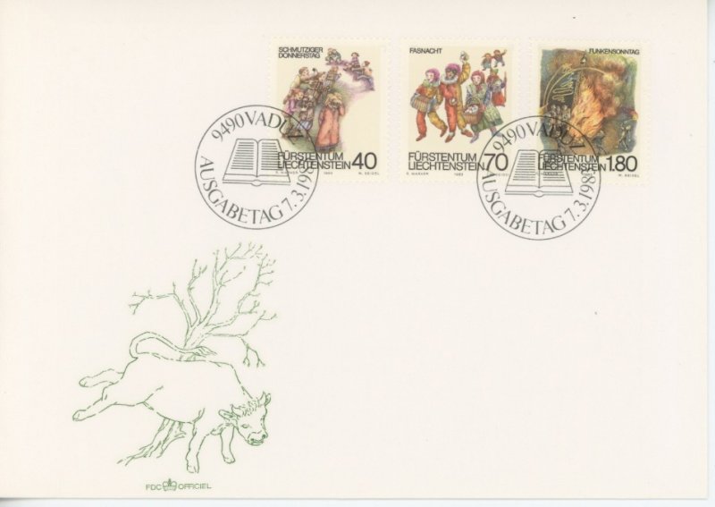 Liechtenstein 756-8 fasnacht carnival FDC First Day Cover (2206 373)