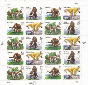 US Stamp 1996 Prehistoric Animals 20 Stamp Sheet Scott #3080a