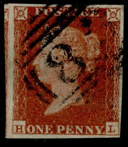 GB QV SG8, 1d red-brown PLATE 43, FINE USED. Cat £50. HL 