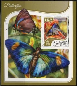 SOLOMON ISLANDS 2017  BUTTERFLIES  SOUVENIR SHEET MINT  NH