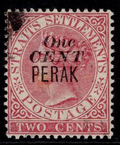 MALAYSIA - Perak QV SG34, 1c on 2c pale rose, FINE USED. Cat £160.