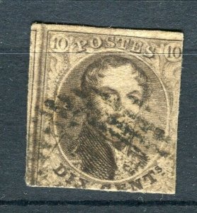 BELGIUM; 1850s classic Leopold Imperf issue used Shade of 10c. value