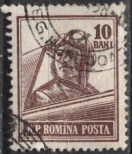 Romania 1031 (used) 1.55L spinner, brn lake (1955)