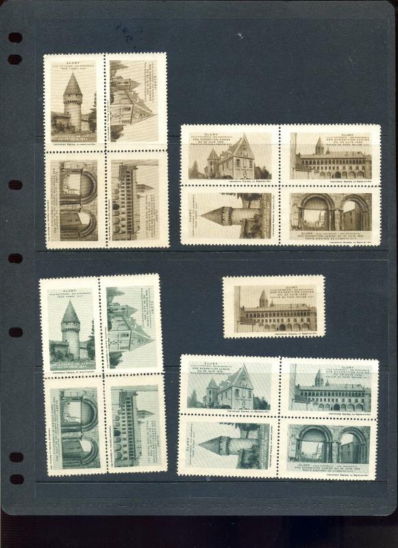 17 VINTAGE 1935 CLUNY FRANCE EXPOSITION CANINE POSTER STAMPS (L764) FRENCH
