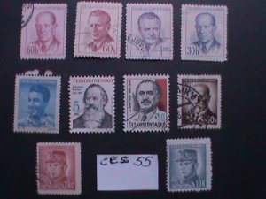 ​CZECHOSLOVAKIA 10 DIFFERENTS-FAMOUS PERSONS -USED STAMPS- VERY FINE- CES-55