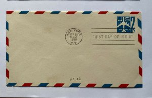  US , FDC, AIRMAIL 	AIRMAIL 7C 	1958	NEW YORK , NY 		BLUE	7	CENTS 